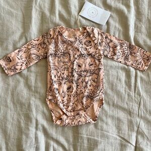 Organic Owl Print Long Sleeve Baby Onesie